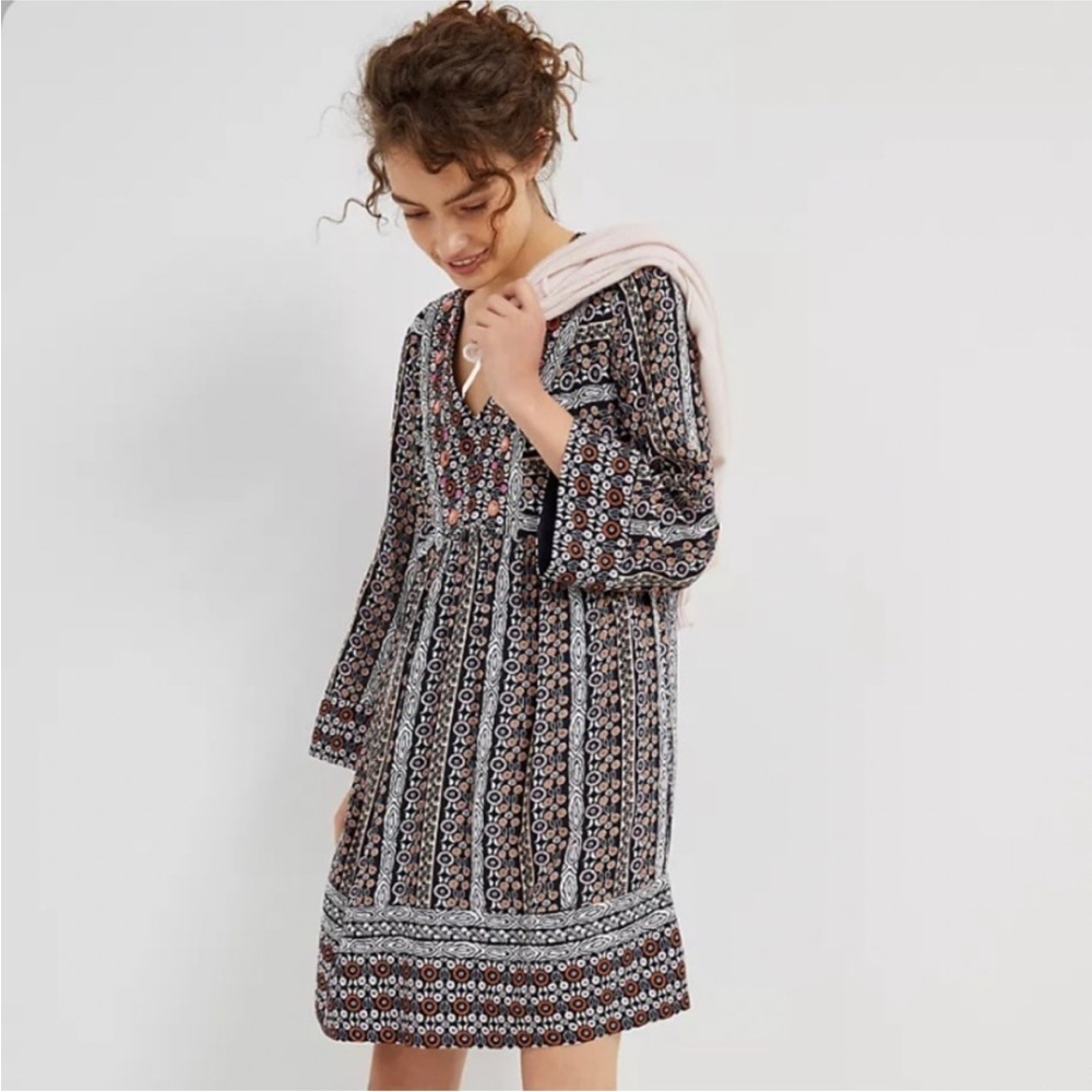 Anthropologie Maeve Naomi Embroidered Tunic Dress Small